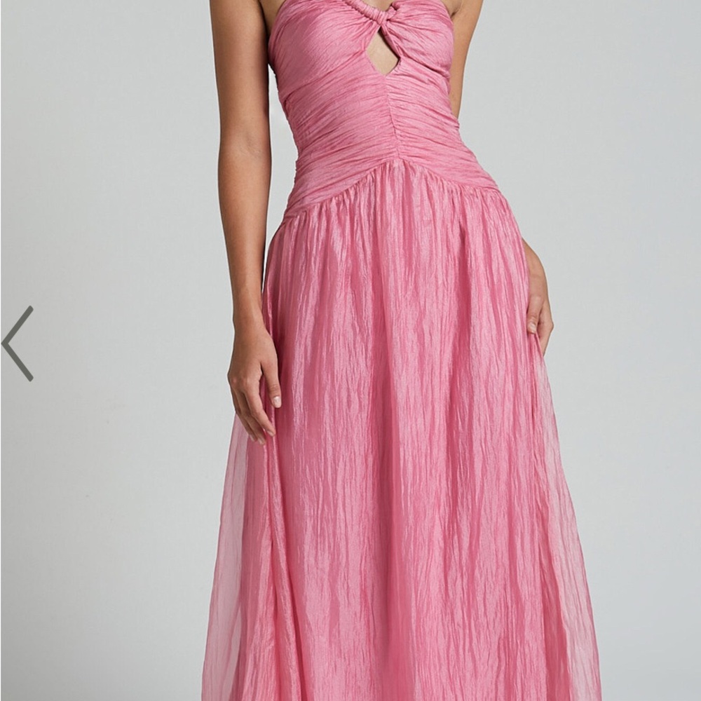 Showpo Pink Janeilla Midi One Shoulder Dress
